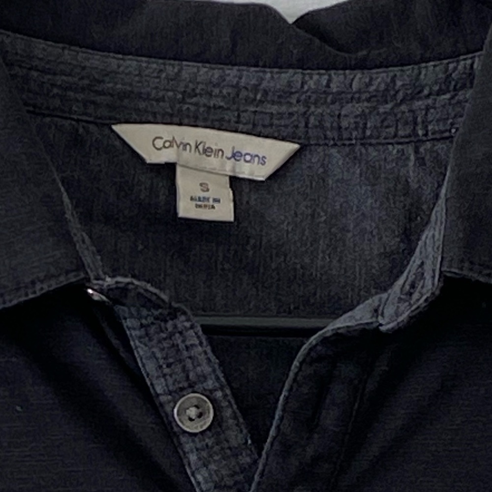 Calvin Klein Black cotton polo short sleeves Sz S - Picture 2 of 6